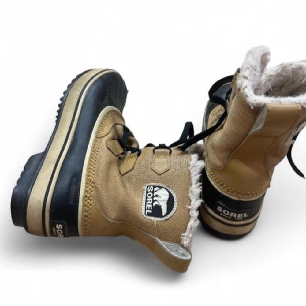 Sorel Tivoli Tan Faux Fur Waterproof Winter Snow Boots NL1631-280 Women 6